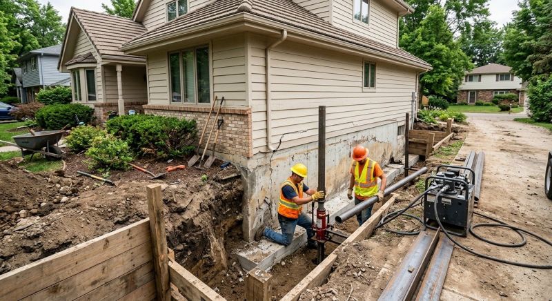 Our team working on Foundation Repair projects in Canyon Lake, TX